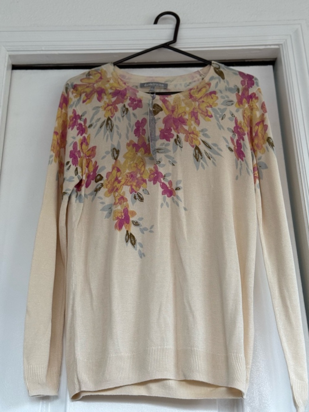 Daniel Rainn Cream Sweater with Pink and Yellow Floral Print